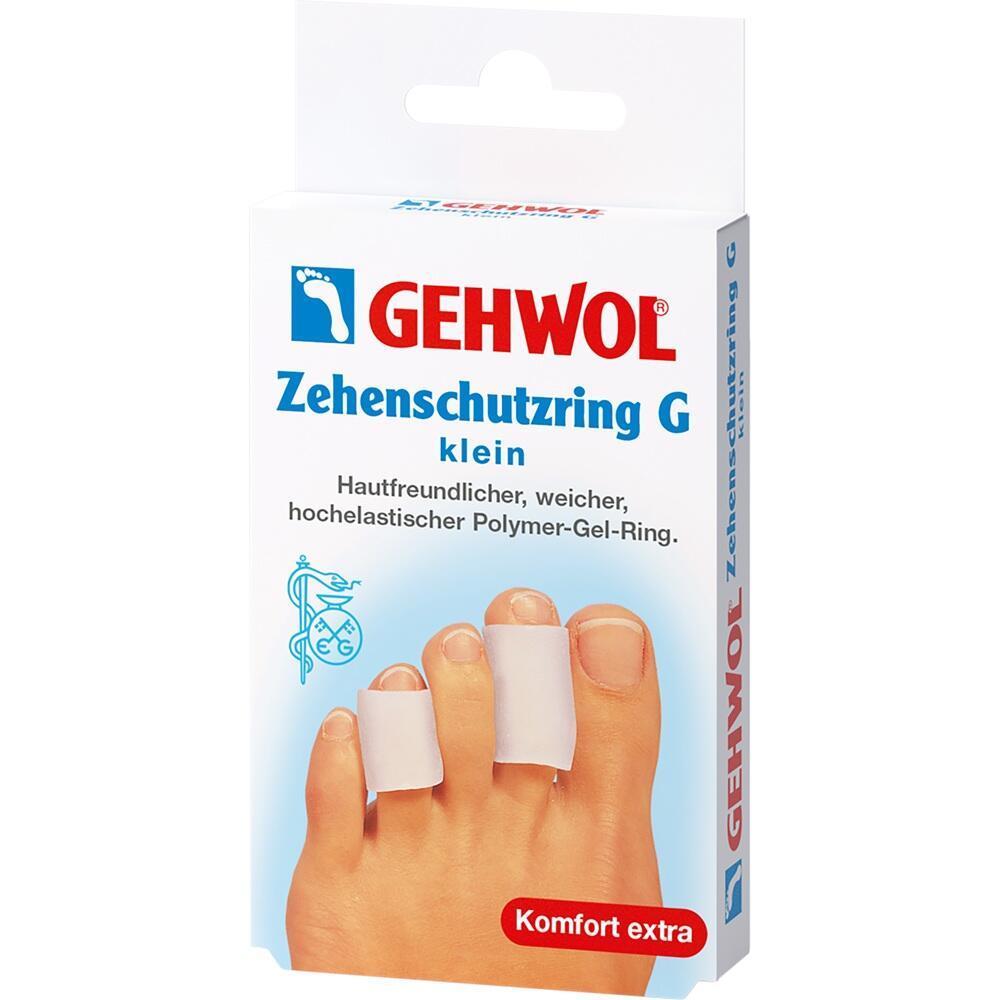 Die Verpackung zeigt Zehenschutzringe auf einem Fuß.