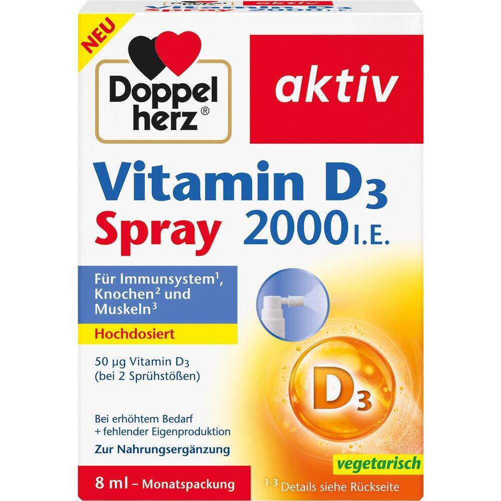 Verpackung eines Vitamin D3 Sprays zur Nahrungsergänzung.